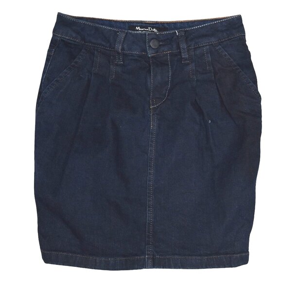 Massimo Dutti Dark Denim Skirt Minimalist 90s Y2k Streetwear Sz 27 Eur 36 - Picture 1 of 7
